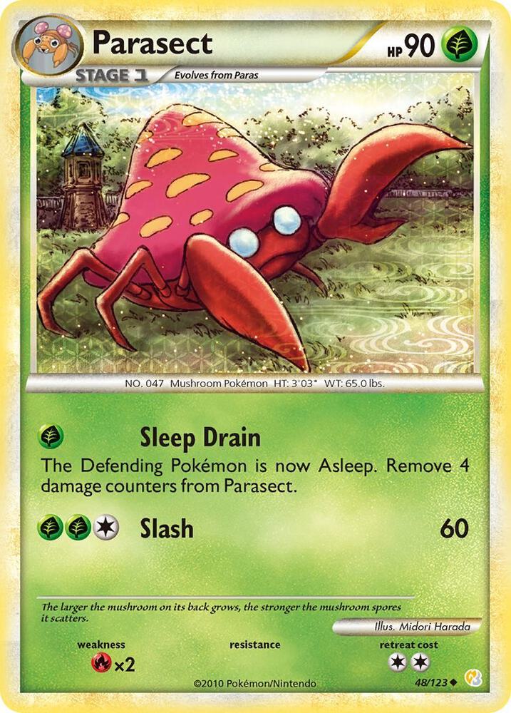 Parasect 48/123 card from HeartGold SoulSilver