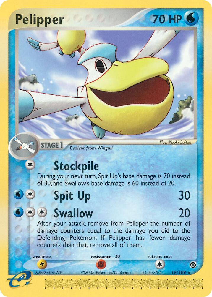 Pelipper 19/109 card from Ruby and Sapphire