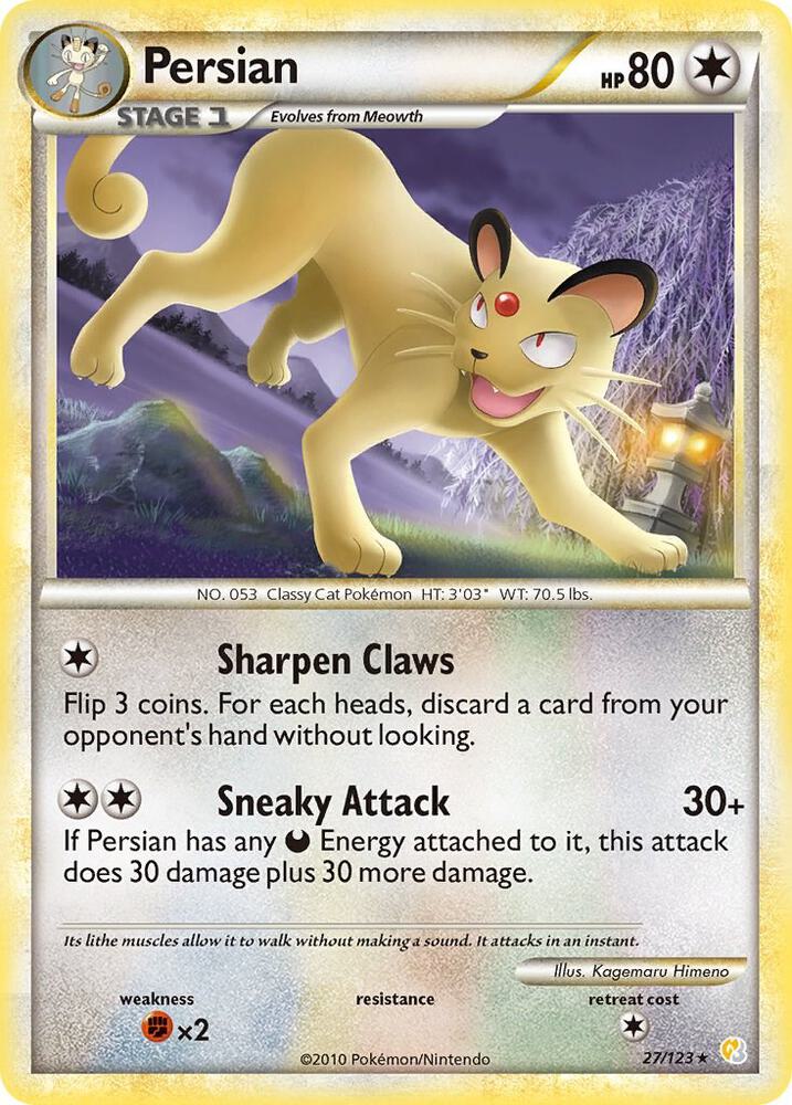 Persian 27/123 card from HeartGold SoulSilver
