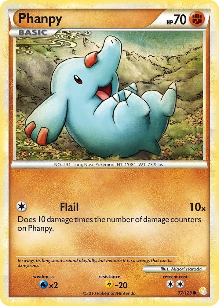 Phanpy 77/123 card from HeartGold SoulSilver