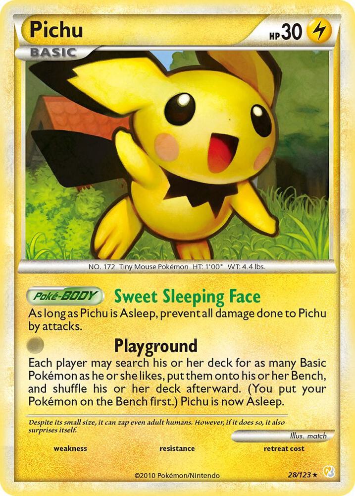 Pichu 28/123 card from HeartGold SoulSilver