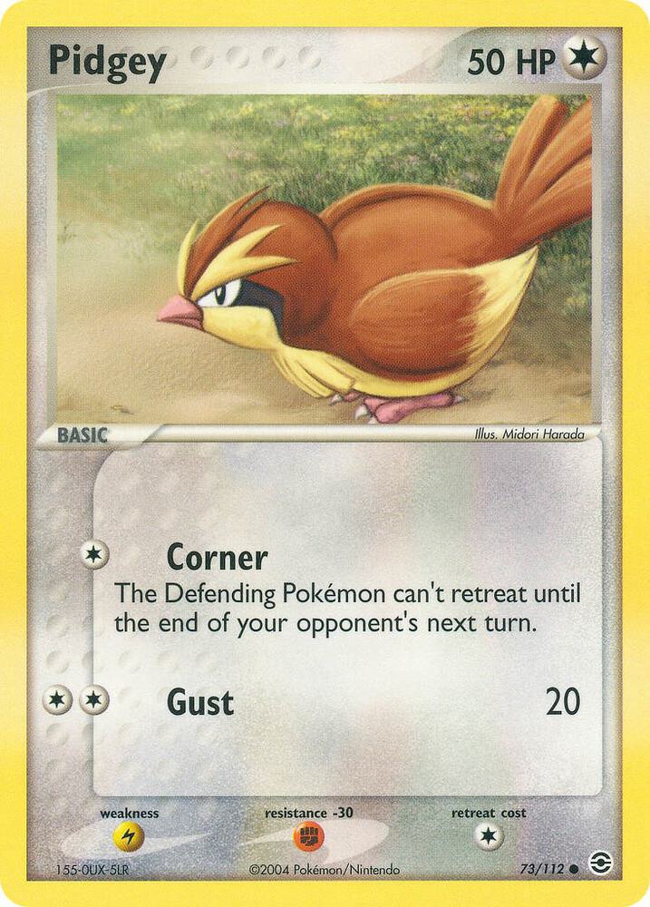 Pidgey 73/112 card from FireRed & LeafGreen
