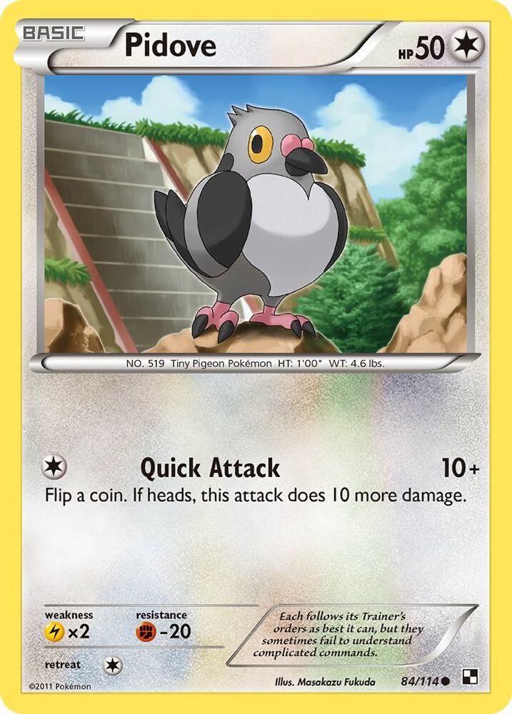 Pidove 84/114 card from Black and White