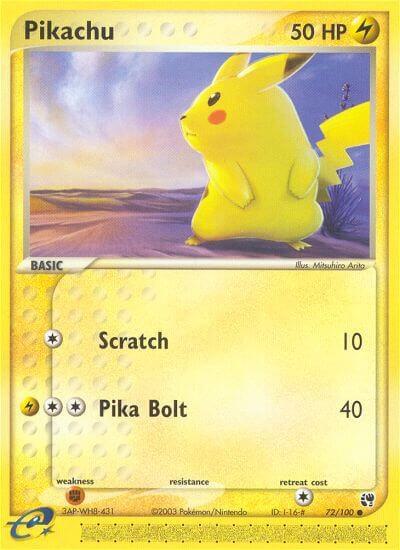 Pikachu 72/100 card from Sandstorm