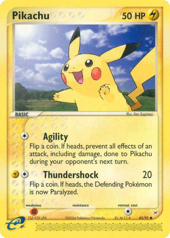 Pikachu 43/95 card from Team Magma vs Team Aqua
