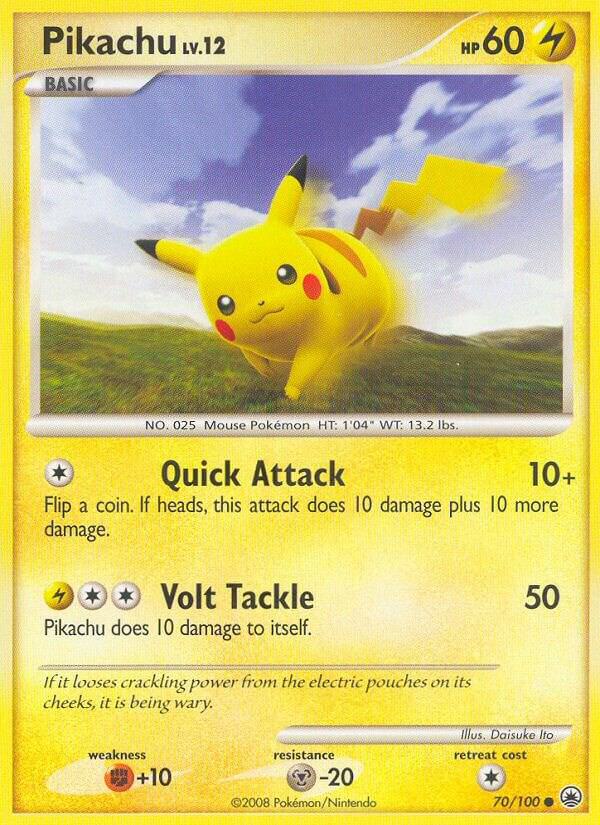Pikachu 70/100 card from Majestic Dawn