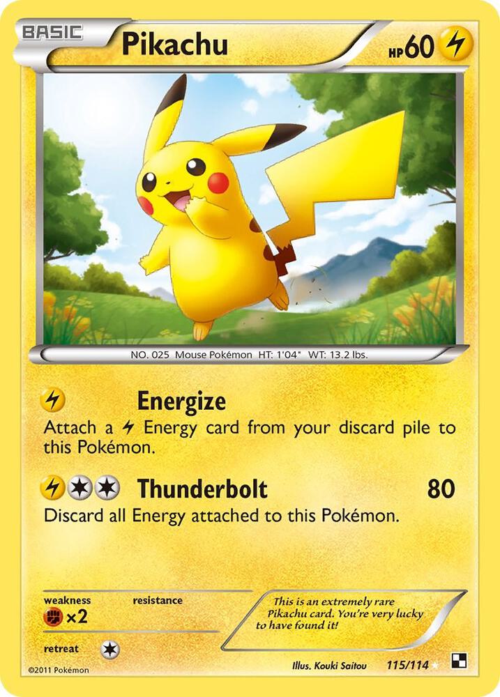 Pikachu 115/114 card from Black and White