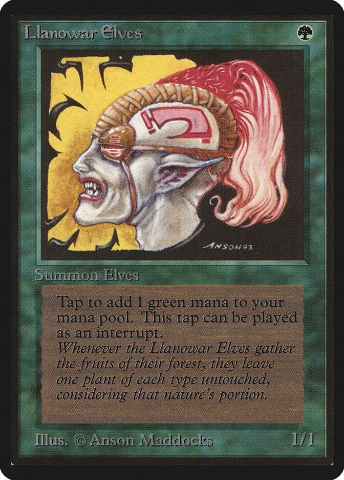 Llanowar Elves card from Beta Edition
