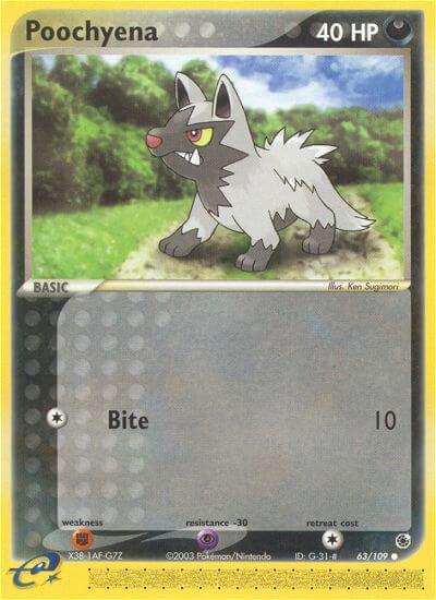 Poochyena 63/109 card from Ruby and Sapphire