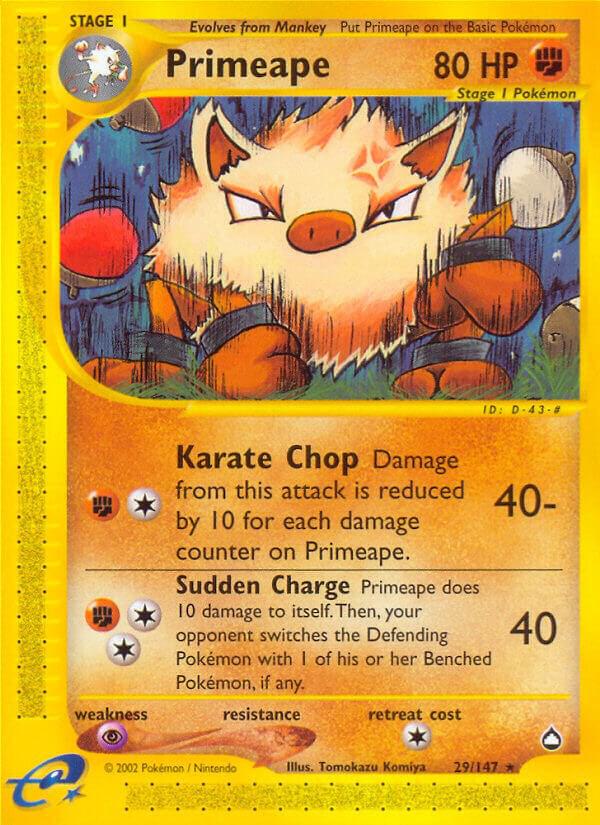 Primeape 029/147 card from Aquapolis