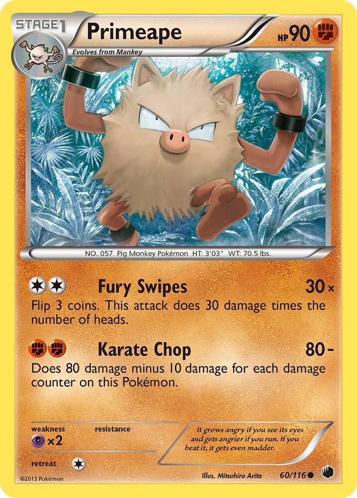 Primeape 60/116 card from Plasma Freeze