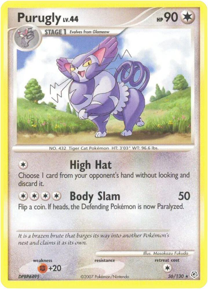 Purugly 36/130 card from Diamond and Pearl
