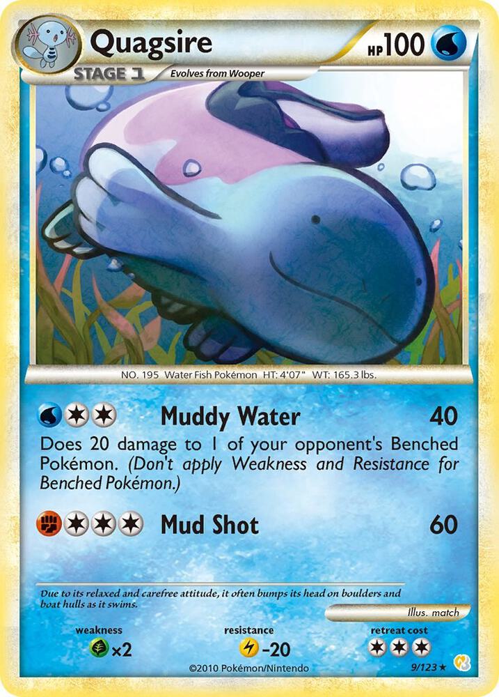 Quagsire 9/123 card from HeartGold SoulSilver