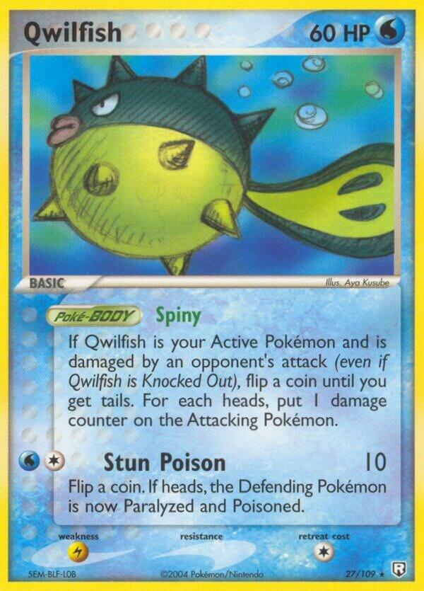 Qwilfish 27/109 card from Team Rocket Returns
