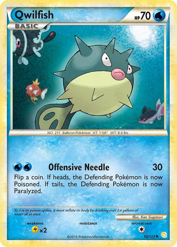 Qwilfish 50/123 card from HeartGold SoulSilver