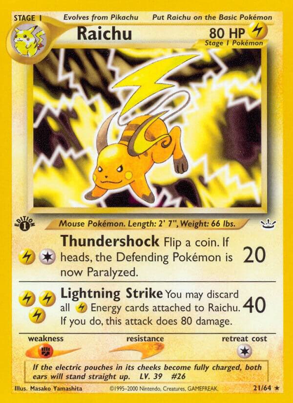 Raichu 21/64 card from Neo Revelation