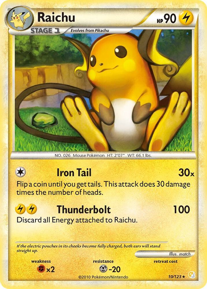 Raichu 10/123 card from HeartGold SoulSilver