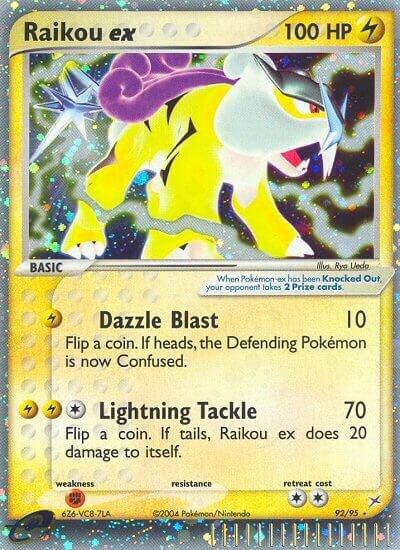 Raikou ex 92/95 card from Team Magma vs Team Aqua