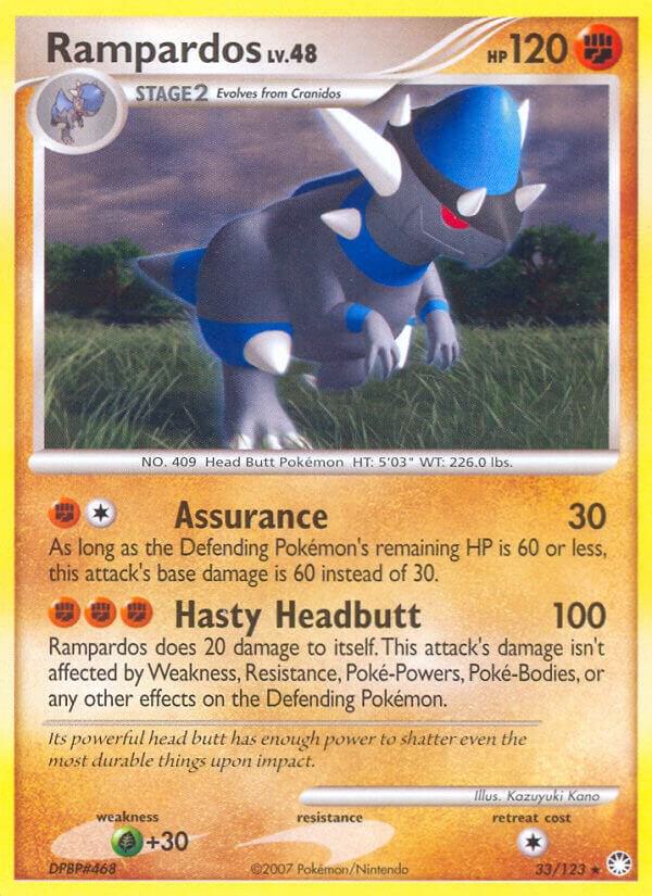 Rampardos 33/123 card from Mysterious Treasures