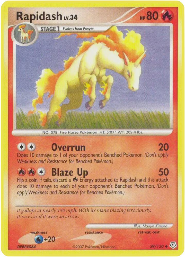 Rapidash 59/130 card from Diamond and Pearl