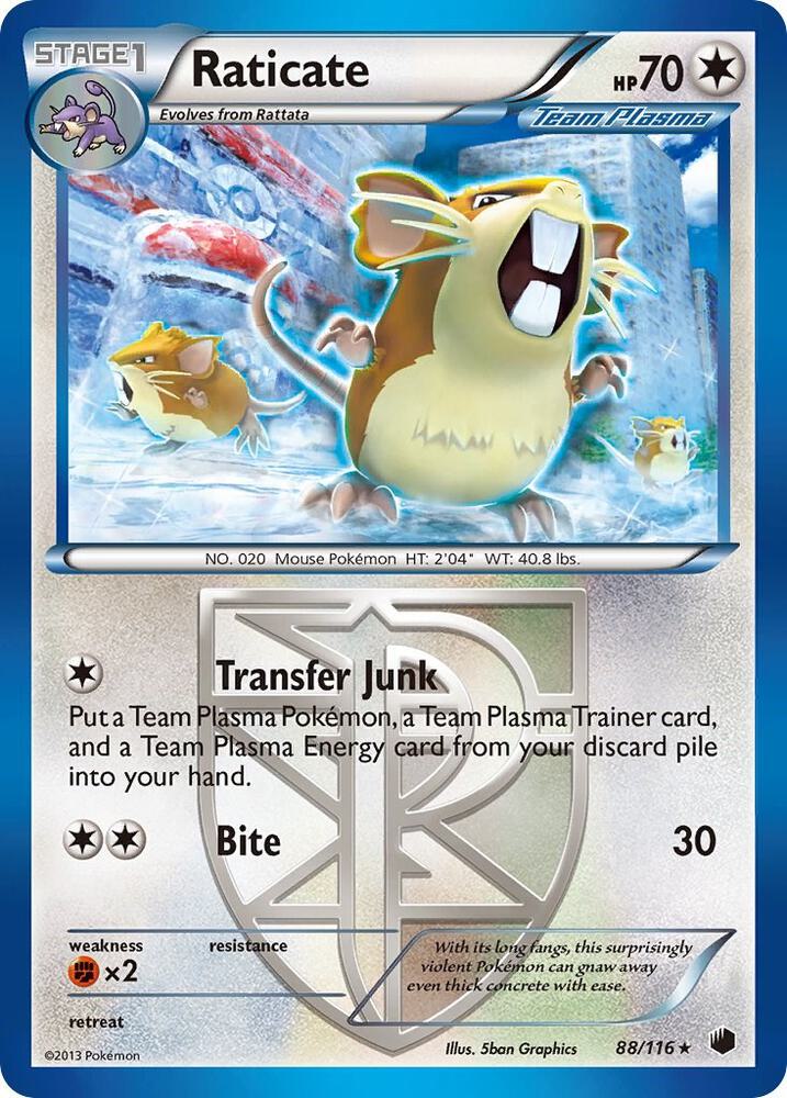Raticate (Team Plasma) 88/116 card from Plasma Freeze
