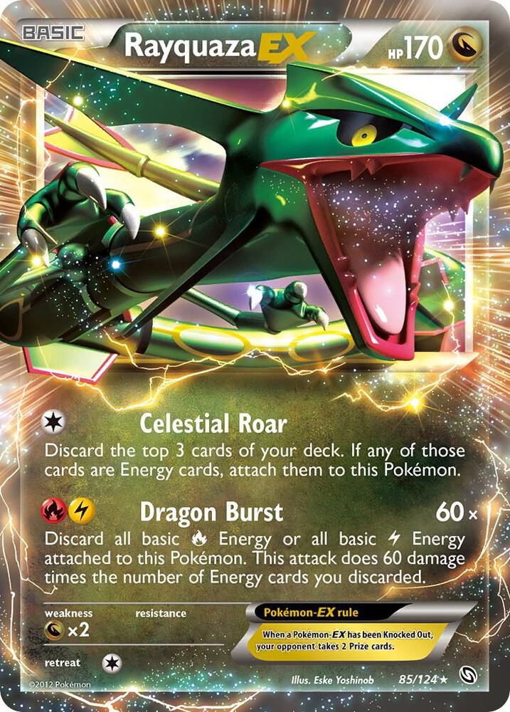 Rayquaza EX 85/124 card from Dragons Exalted