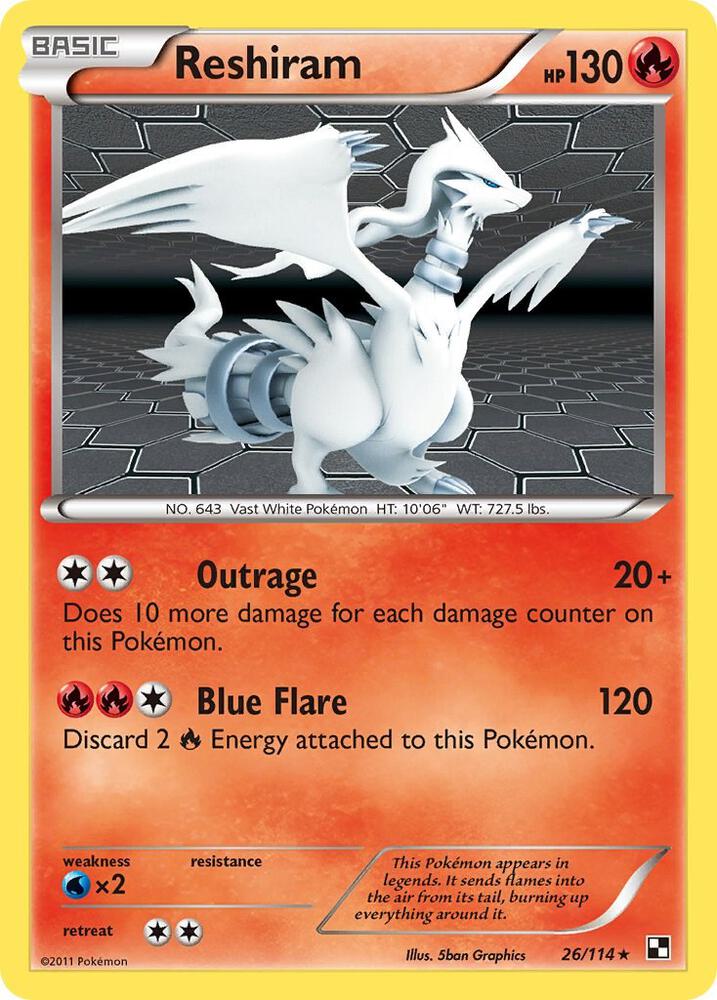Reshiram 26/114 card from Black and White