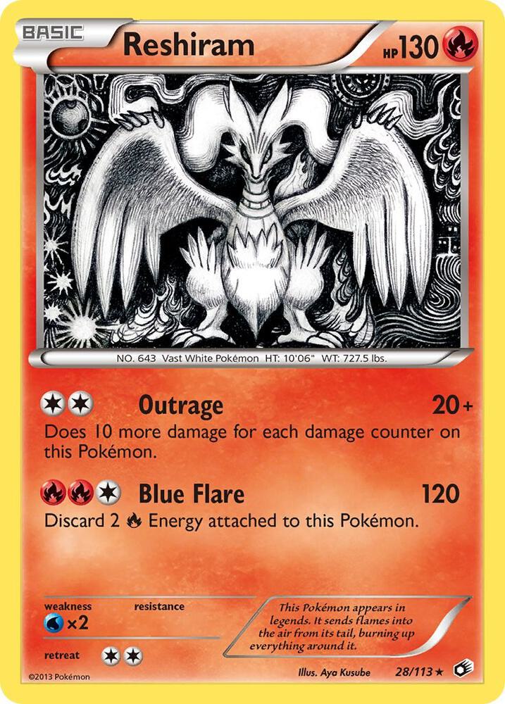 Reshiram 28/113 card from Legendary Treasures
