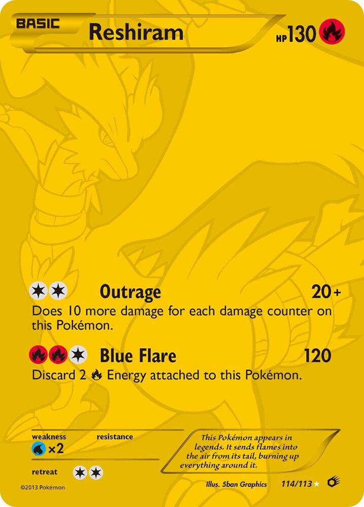 Reshiram (114 Full Art Secret Rare) 114/113 card from Legendary Treasures