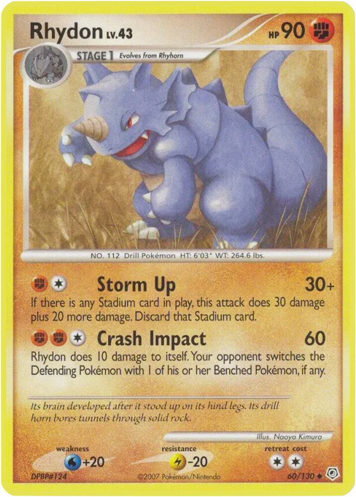 Rhydon 60/130 card from Diamond and Pearl