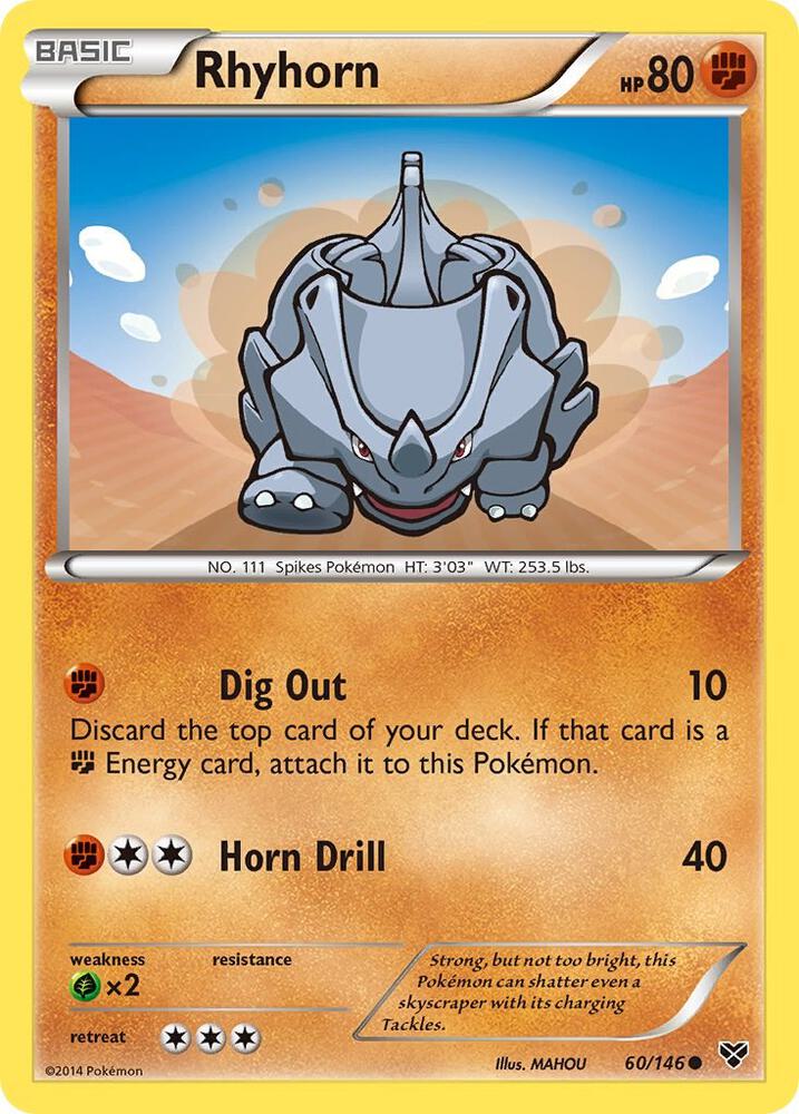 Rhyhorn 60/146 card from XY Base Set