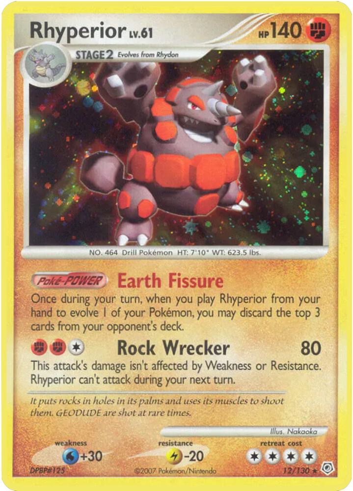 Rhyperior 12/130 card from Diamond and Pearl