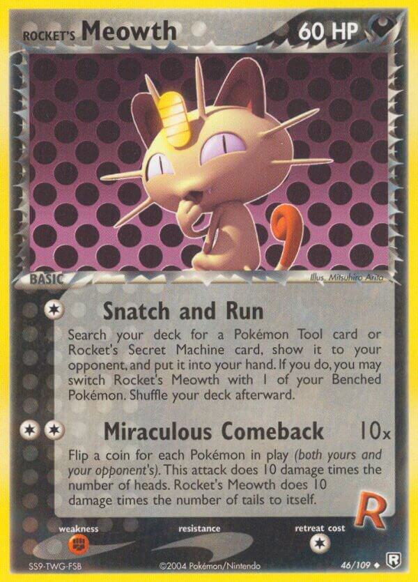 Rocket's Meowth 46/109 card from Team Rocket Returns