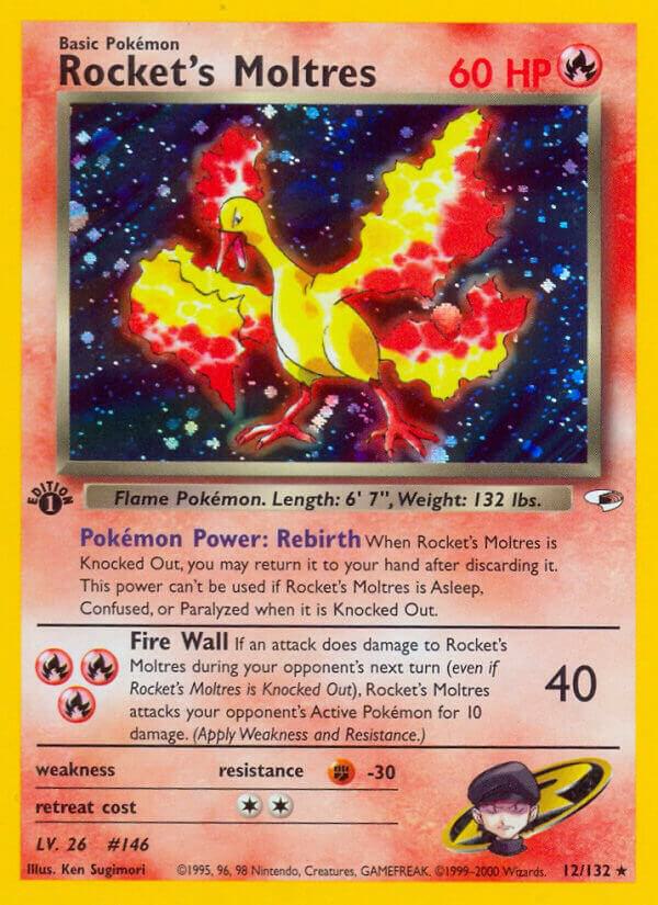 Rocket's Moltres 012/132 card from Gym Heroes