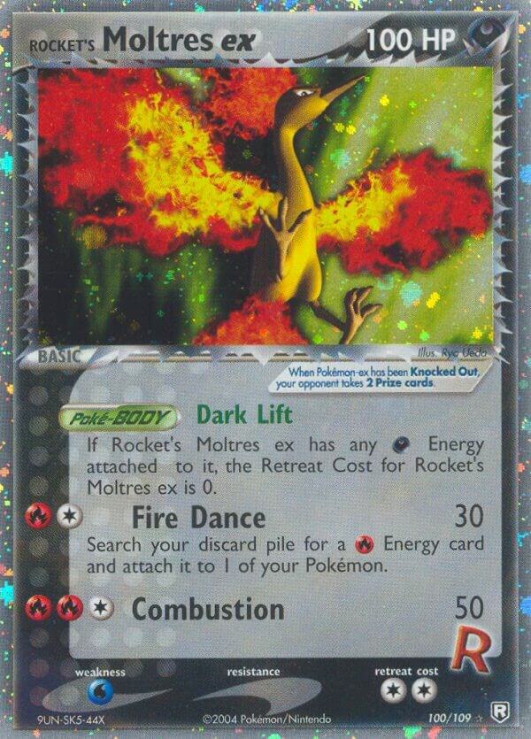 Rocket's Moltres ex 100/109 card from Team Rocket Returns