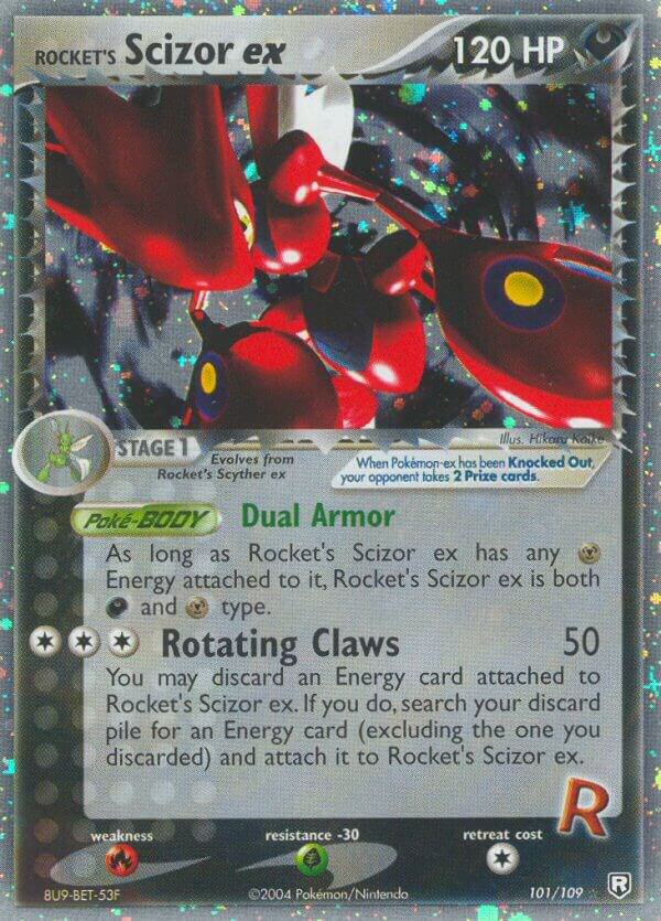 Rocket's Scizor ex 101/109 card from Team Rocket Returns