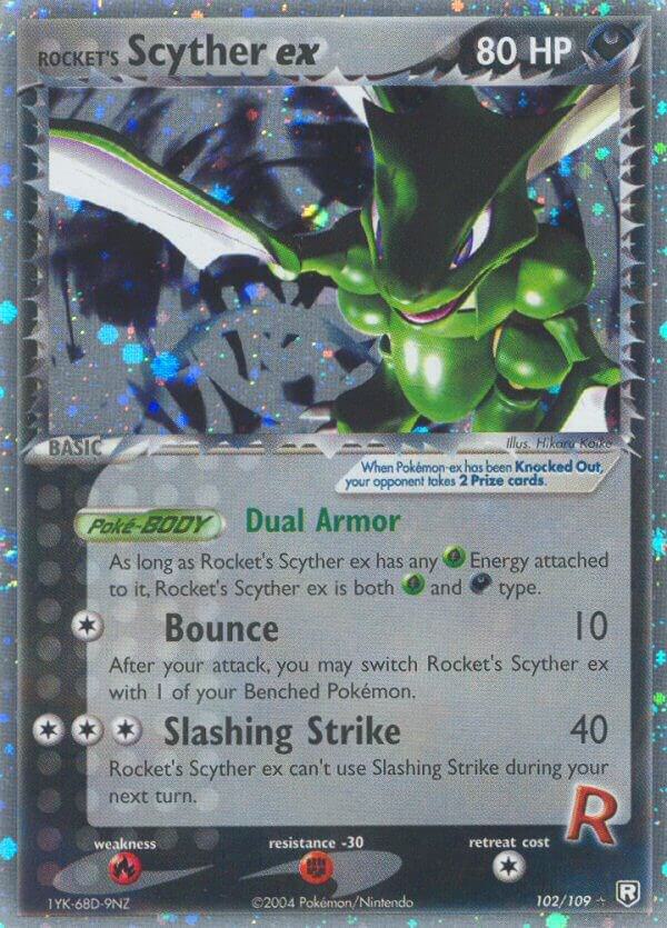 Rocket's Scyther ex 102/109 card from Team Rocket Returns