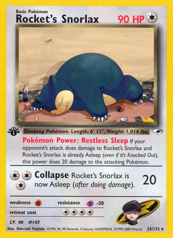 Rocket's Snorlax 033/132 card from Gym Heroes