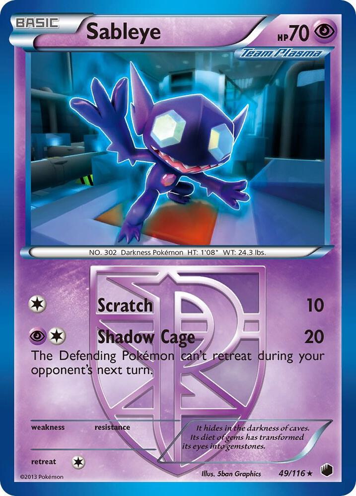 Sableye (Team Plasma) 49/116 card from Plasma Freeze