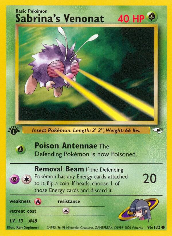 Sabrina's Venonat 096/132 card from Gym Heroes