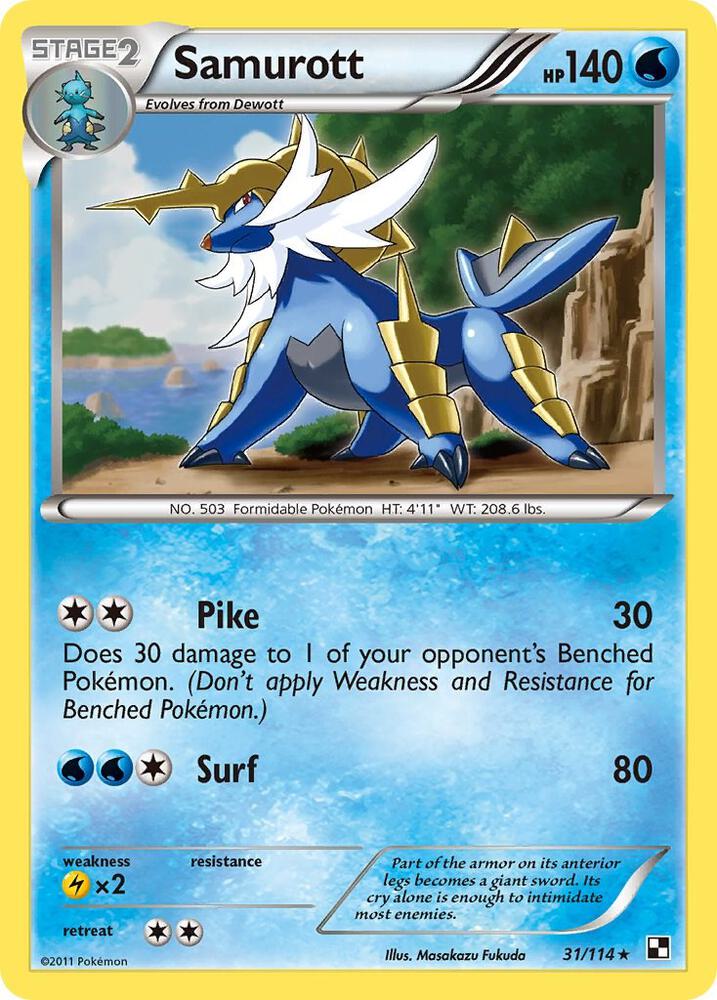Samurott (31) 31/114 card from Black and White
