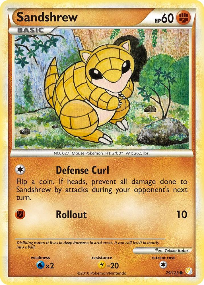 Sandshrew 79/123 card from HeartGold SoulSilver