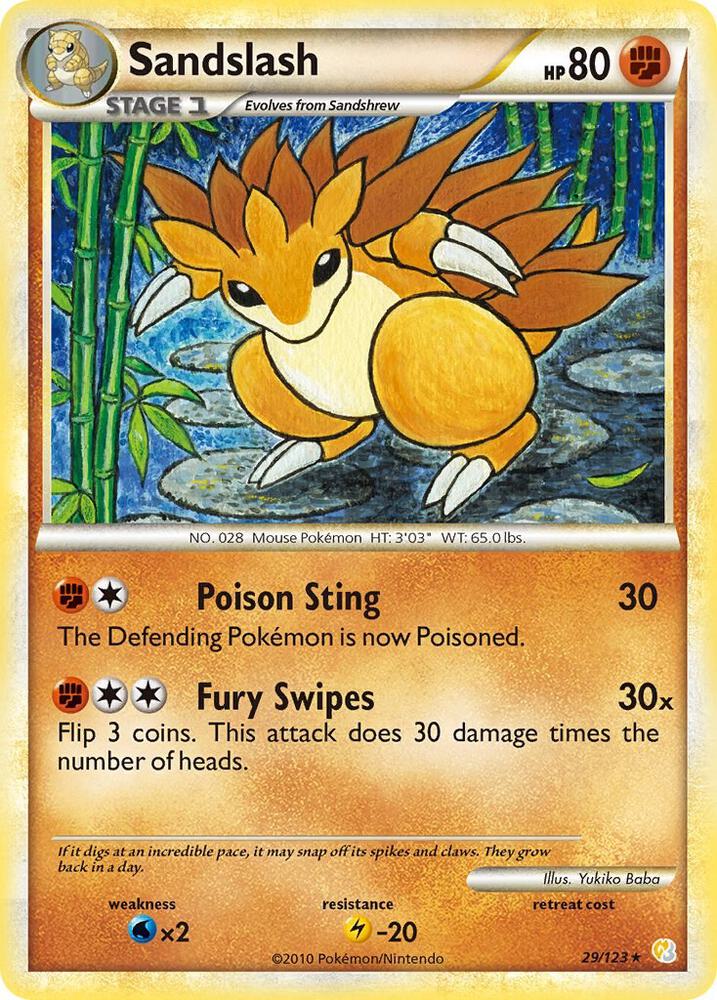 Sandslash 29/123 card from HeartGold SoulSilver