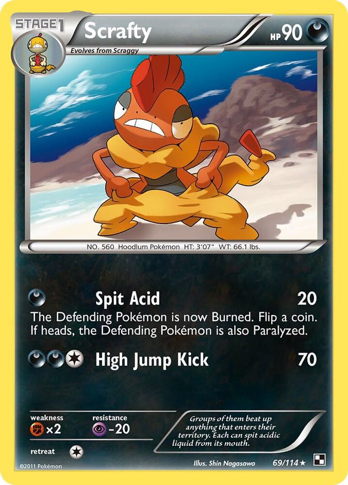 Scrafty 69/114 card from Black and White