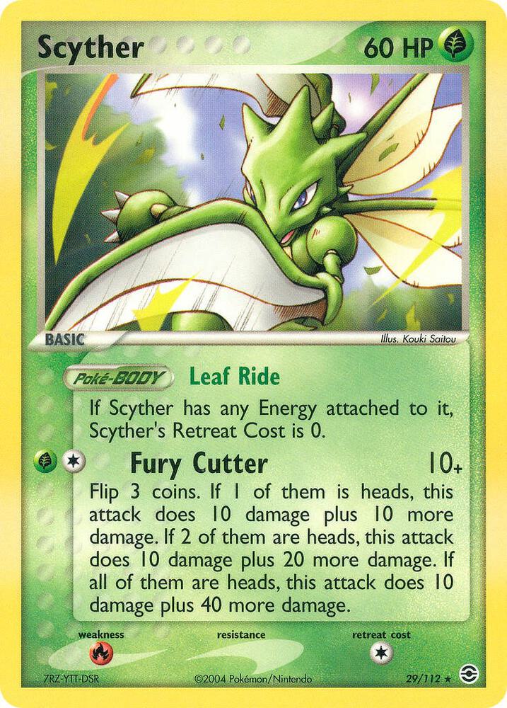 Scyther 29/112 card from FireRed & LeafGreen