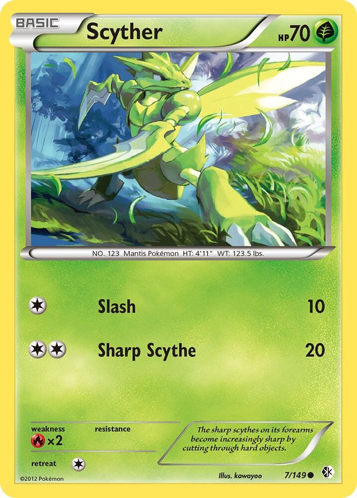 Scyther 7/149 card from Boundaries Crossed