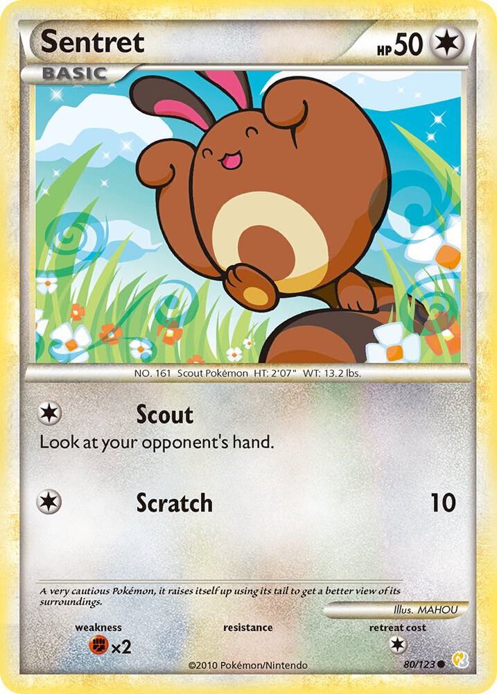 Sentret 80/123 card from HeartGold SoulSilver