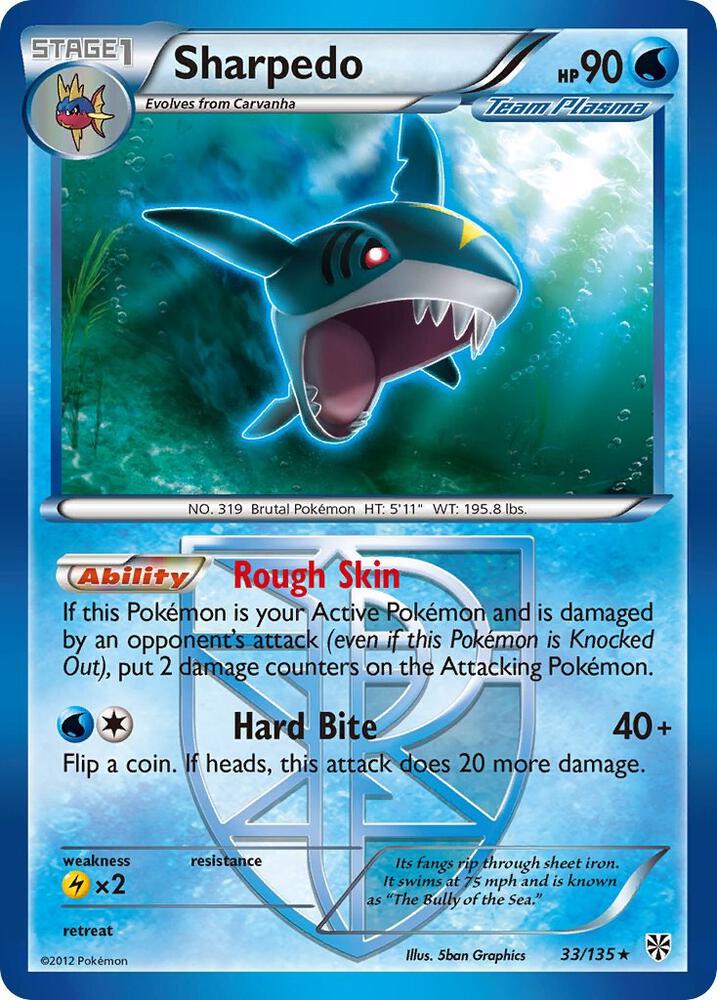 Sharpedo (Team Plasma) 33/135 card from Plasma Storm