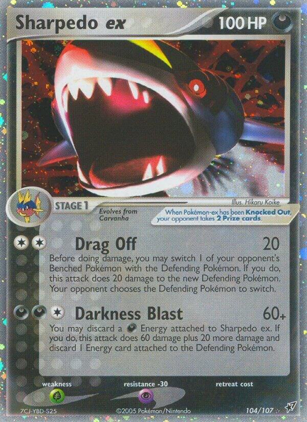 Sharpedo ex 104/107 card from Deoxys