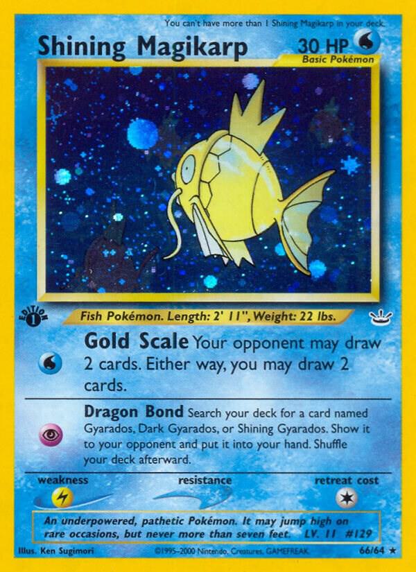 Shining Magikarp 66/64 card from Neo Revelation